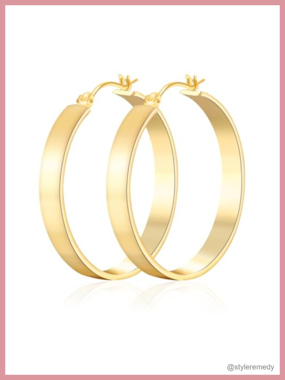 14k gold plated hoop earrings for women trendy chunky square-edge high-polish